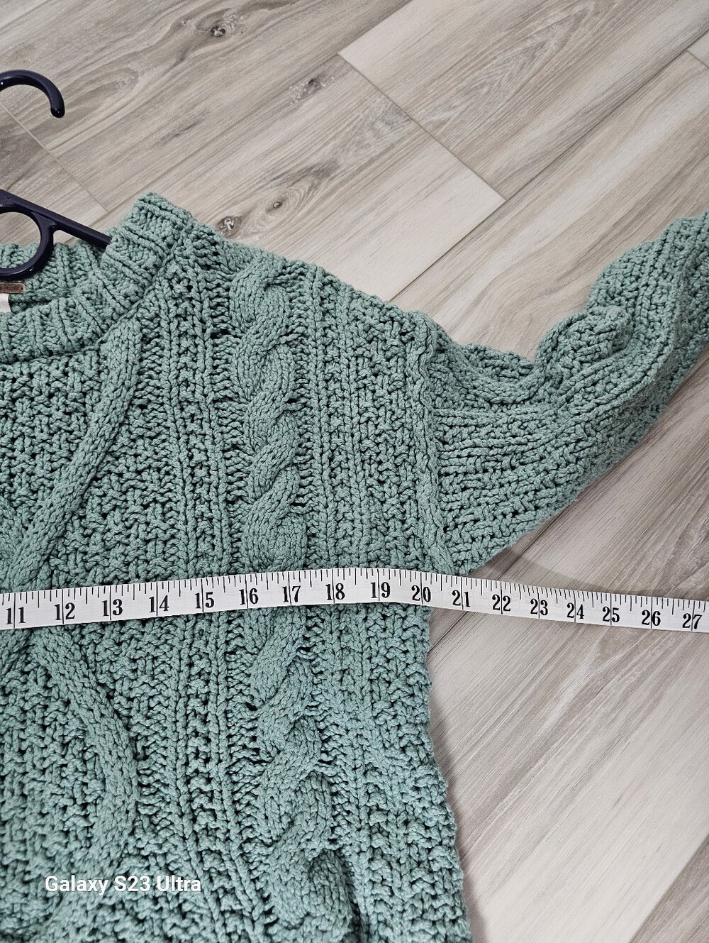 Free People Teal Cable Knit Cropped Sweater Sz S - Picture 7 of 8